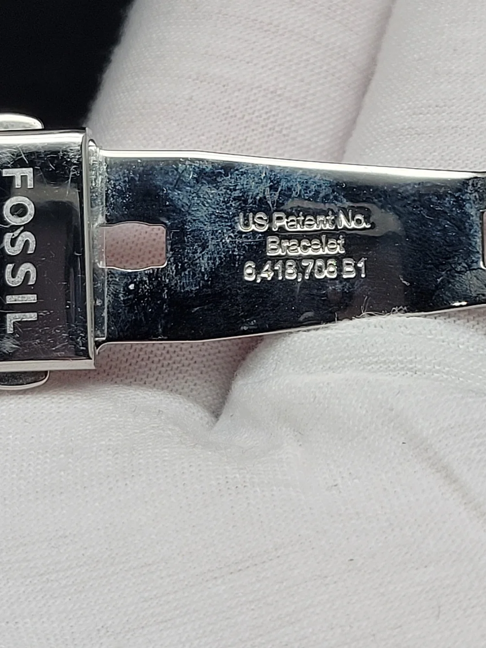 Fossil Silver Watch Back with White Band